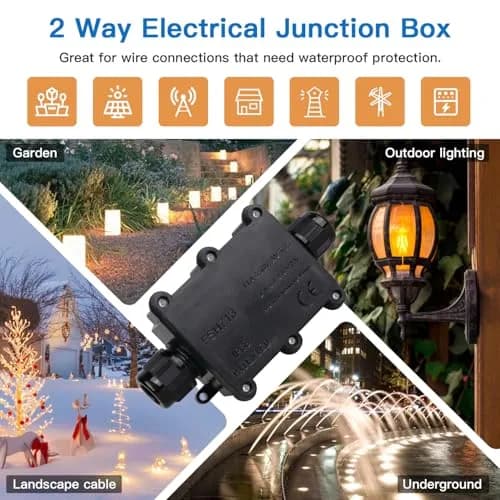 Helunsi IP68 Waterproof External Junction Box 2 Pack | 450V 24A Outdoor Wiring Connector thumbnail 4
