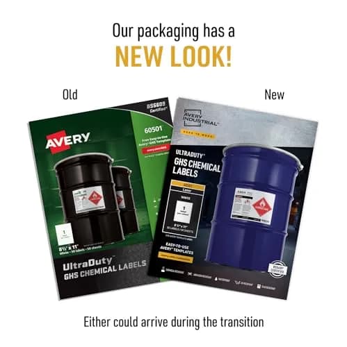 Avery UltraDuty GHS Chemical Labels 8.5 x 11 Inch, 250 Labels | Waterproof, UV Resistant, Chemical Resistant thumbnail 3