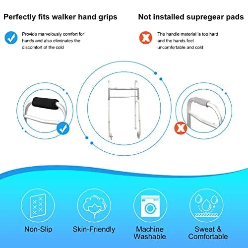 supregear Black 2 Pack Walker Grips with Contoured Foam Padding | Moisture Wicking Mobility Accessory thumbnail 5