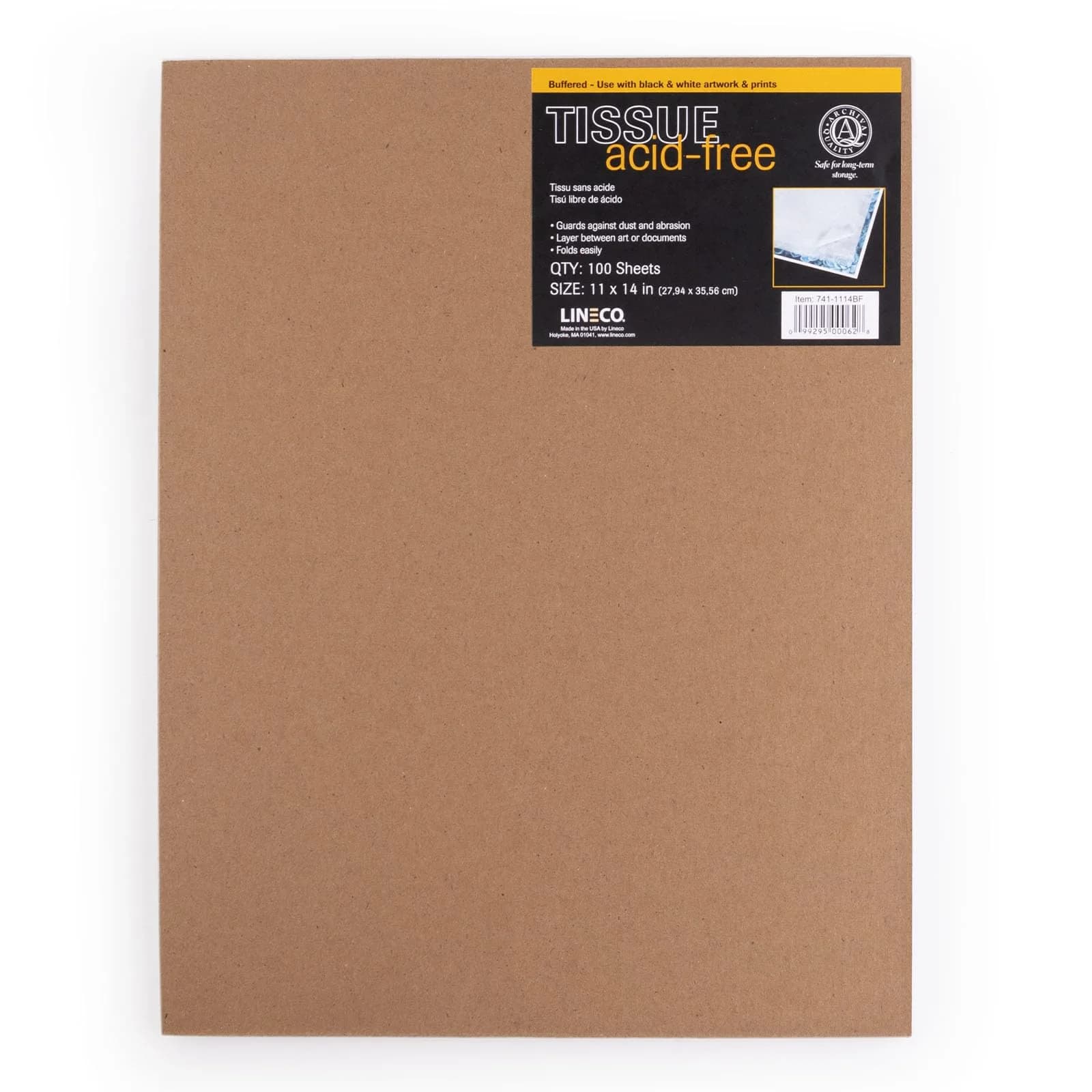 Lineco Buffered Acid-Free Interleaving Tissue 11"x14" (27.94cm x 35.56cm) | Archival Paper Extends Life of Pictures, Photographs, Artwork and Textiles