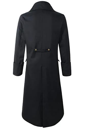 DarcChic Mens Gothic Tailcoat Jacket Black Steampunk VTG Victorian High Collar Coat (4XL, Black/brassy button) | Classic Gothic Style for Men thumbnail 2