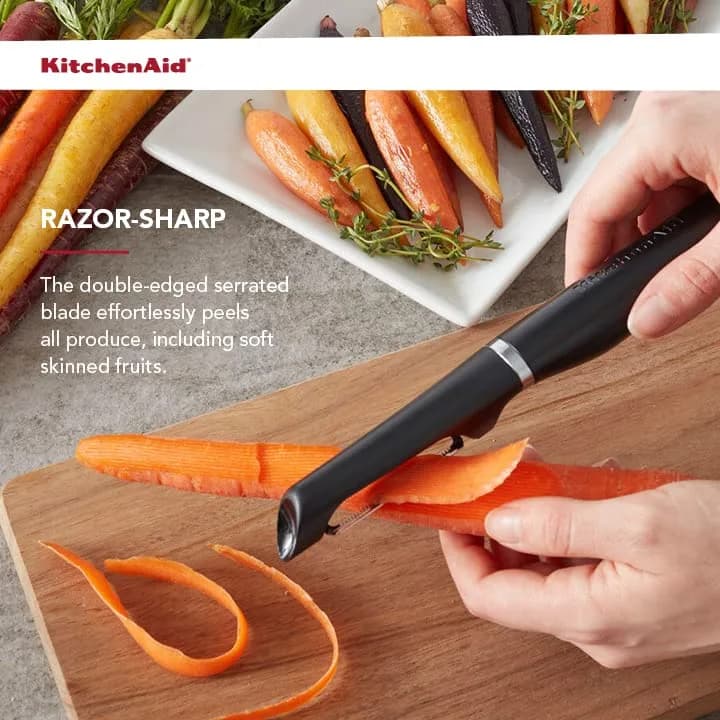 KitchenAid Gourmet Euro Peeler 8.7-Inch Black | Double-Edge Serrated Blade for Fruits & Vegetables thumbnail 7