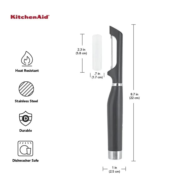 KitchenAid Gourmet Euro Peeler 8.7-Inch Black | Double-Edge Serrated Blade for Fruits & Vegetables thumbnail 3