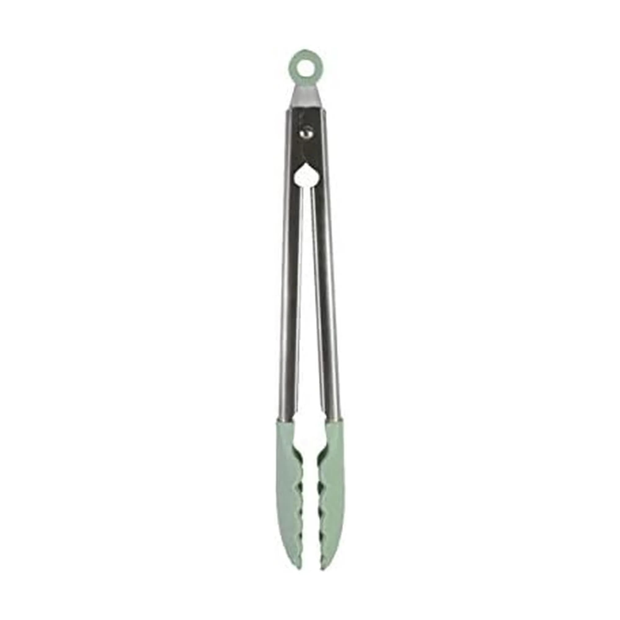 KitchenAid Gourmet Silicone-Tipped Stainless Steel Tongs, 12 Inch, Pistachio | Heat Resistant & Dishwasher Safe