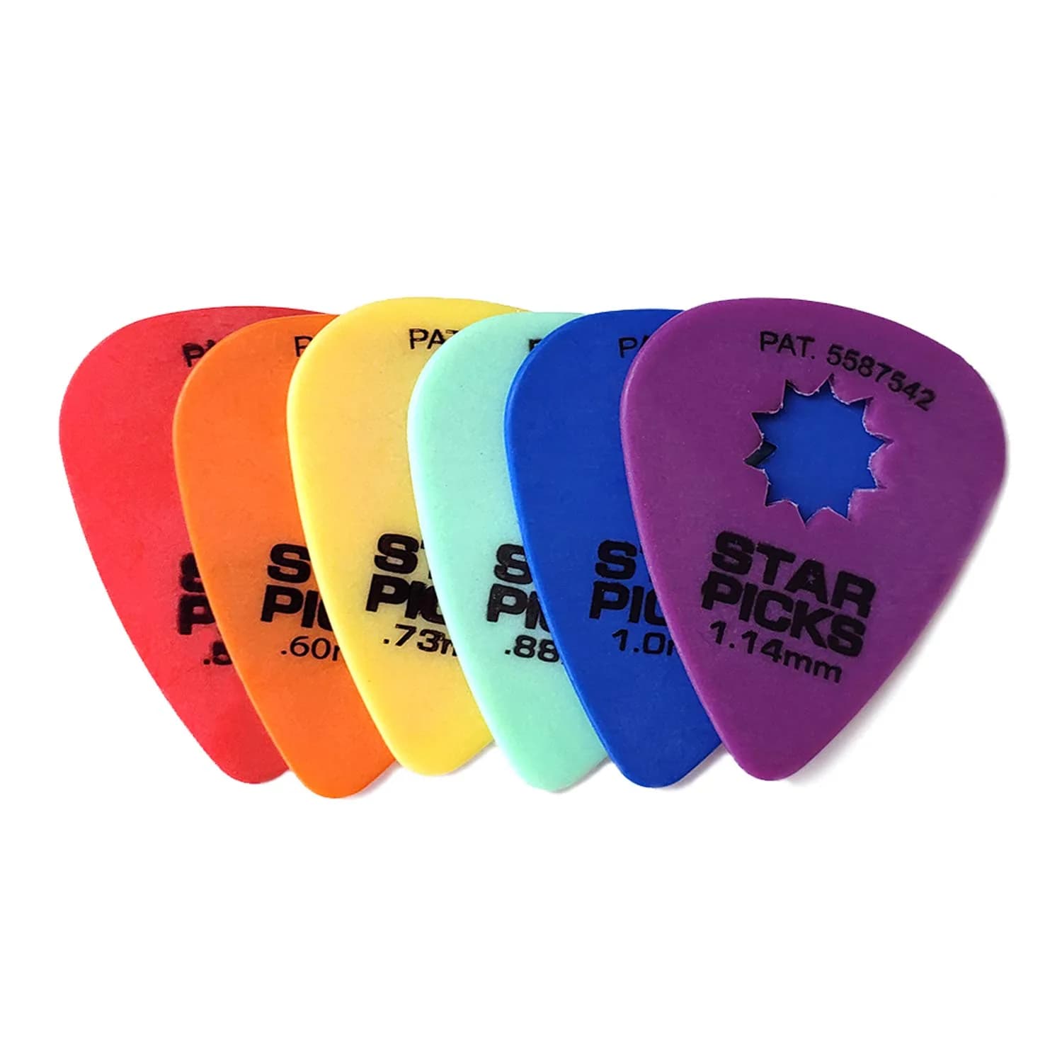 Star Picks Delrin Guitar Picks - Mixed Gauge 72 Pack | Patented Star-Shaped Grip — Mixed