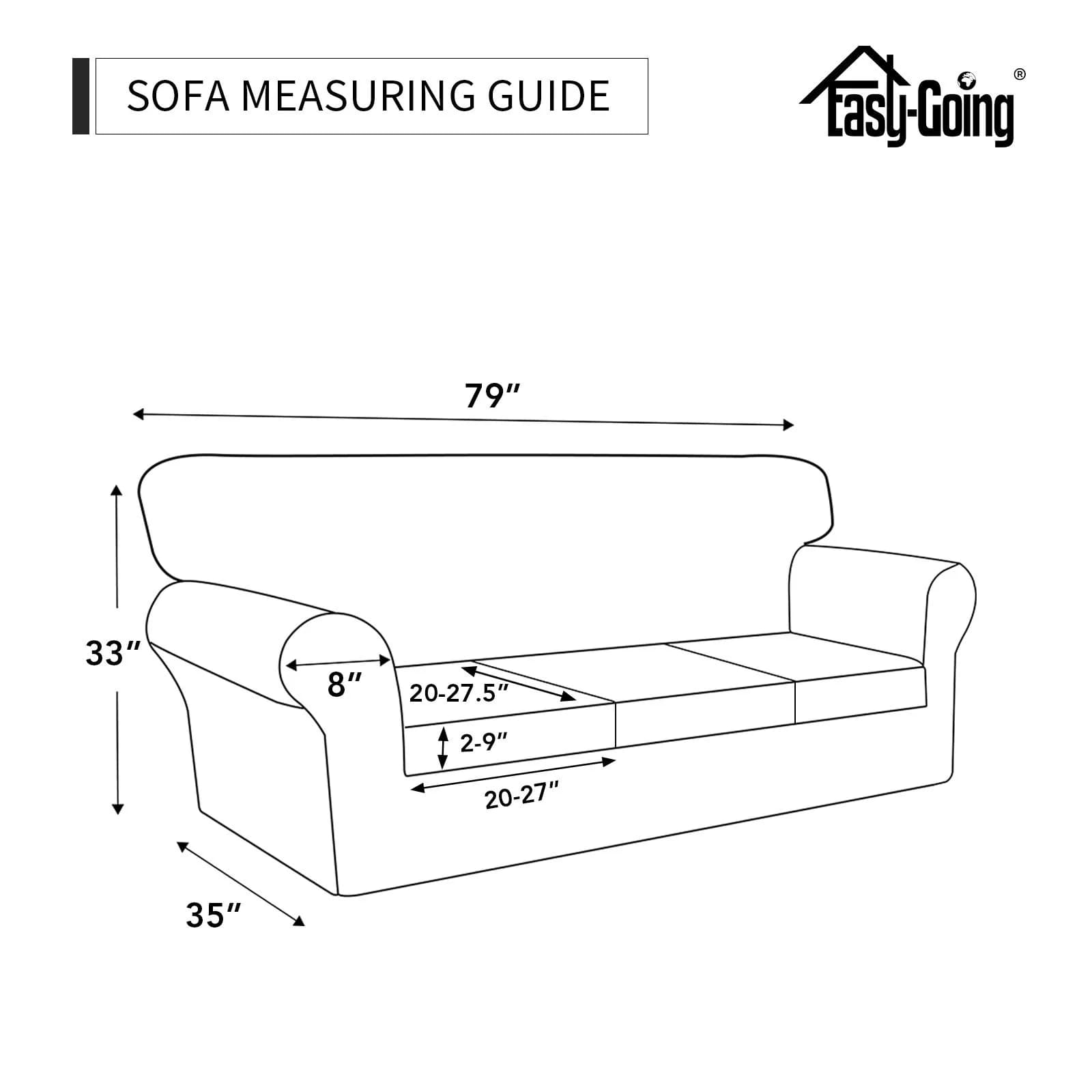Easy-Going Waterproof 4-Piece Stretch Sofa Cover for 3 Cushions, Chocolate | Fits 60-85 inch Sofas - view 5