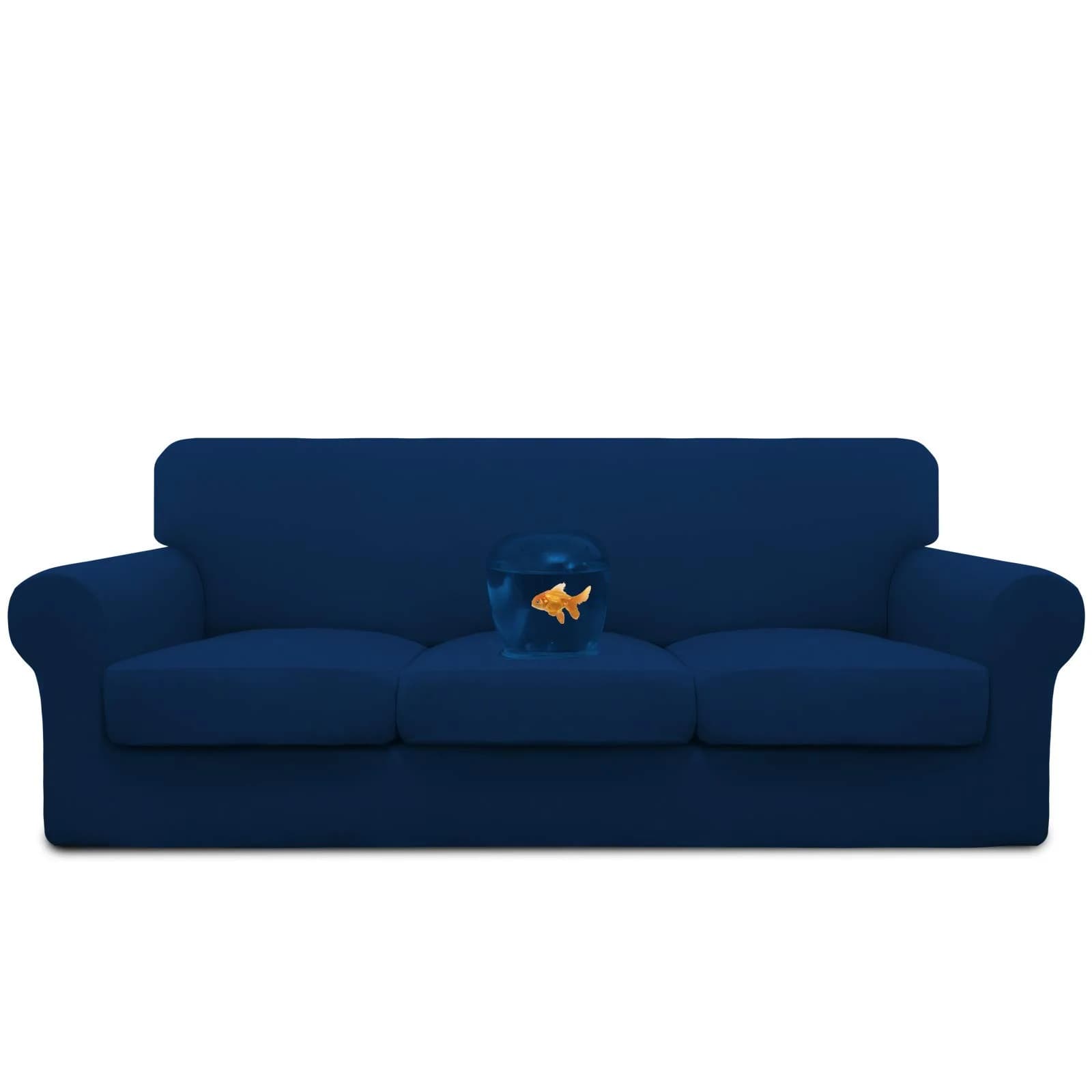 Easy-Going Waterproof Oversized Sofa Cover for 3 Cushion Sofas | 4-Piece Set, Navy, Fits 86-108 Inch - main product image
