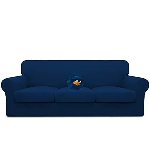 Easy-Going Waterproof Oversized Sofa Cover for 3 Cushion Sofas | 4-Piece Set, Navy, Fits 86-108 Inch thumbnail 1