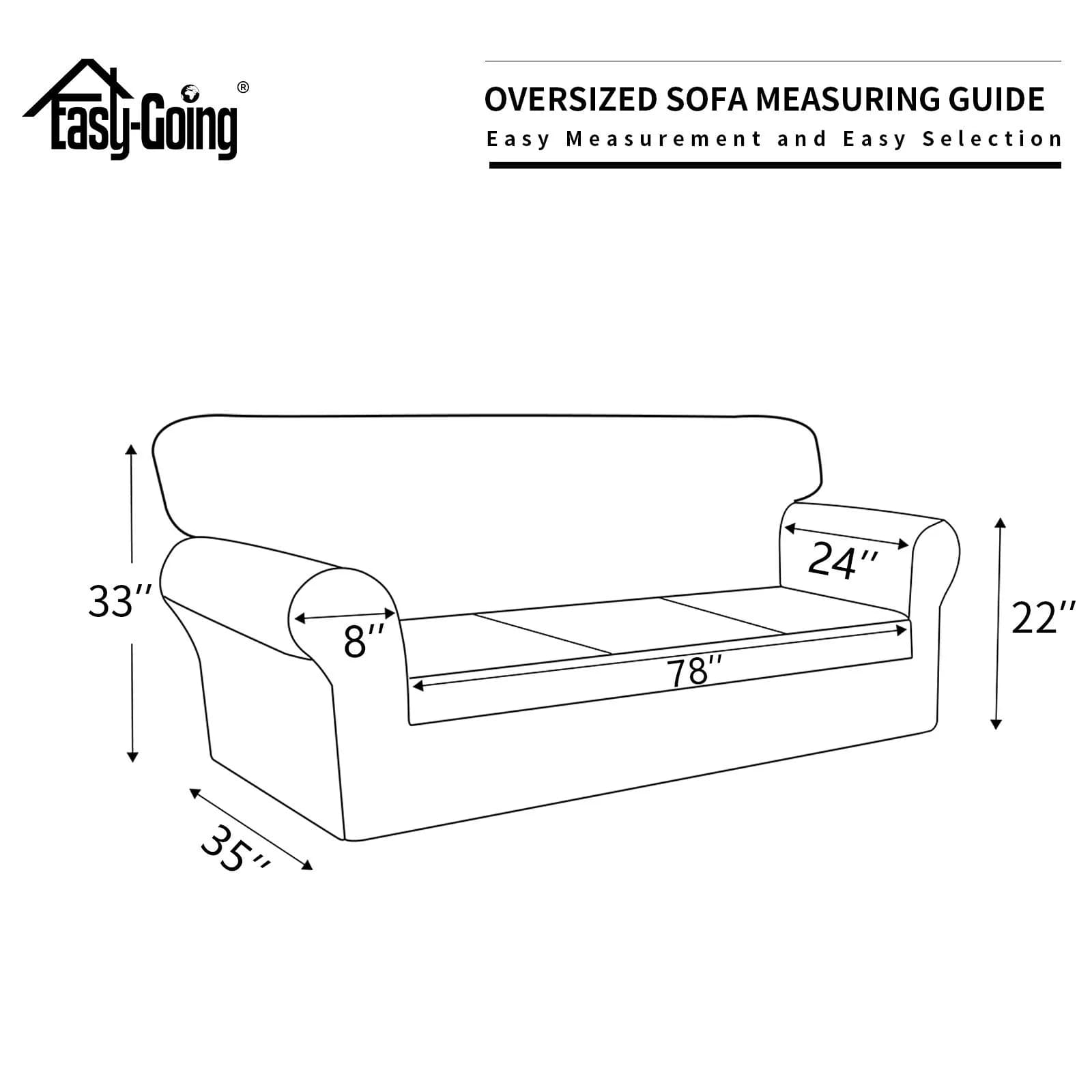 Easy-Going Waterproof Oversized Sofa Cover for 3 Cushion Sofas | Chocolate, 86-108 inch Seat Width - view 5