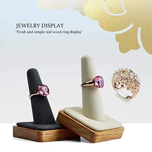 Oirlv Single Finger Wooden Ring Display Stand Jewelry Showcase Display | Elegant, Compact & Space-Saving (70-120 chars) thumbnail 2