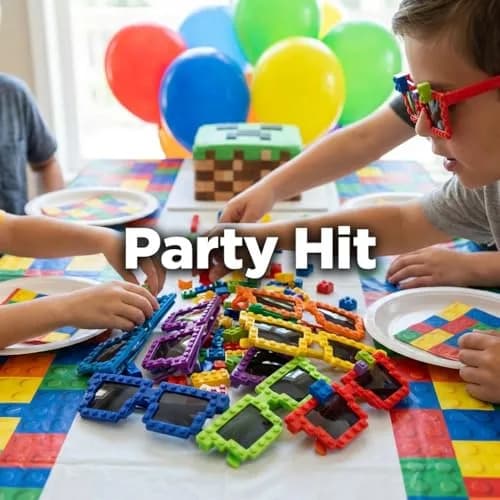 Bedwina Building Blocks Sunglasses (6-Pack) Neon Kids Party Favors | Creative DIY Design (70-120 chars) thumbnail 5