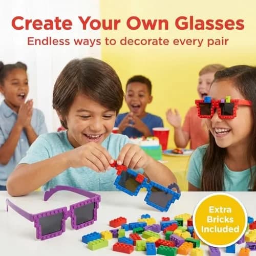Bedwina Building Blocks Sunglasses (6-Pack) Neon Kids Party Favors | Creative DIY Design (70-120 chars) thumbnail 3