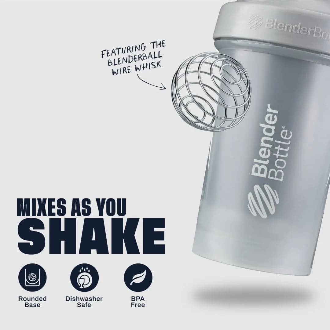 BlenderBottle Classic V2 Shaker Bottle 20oz - Pebble Grey | Patented Mixing System - view 3