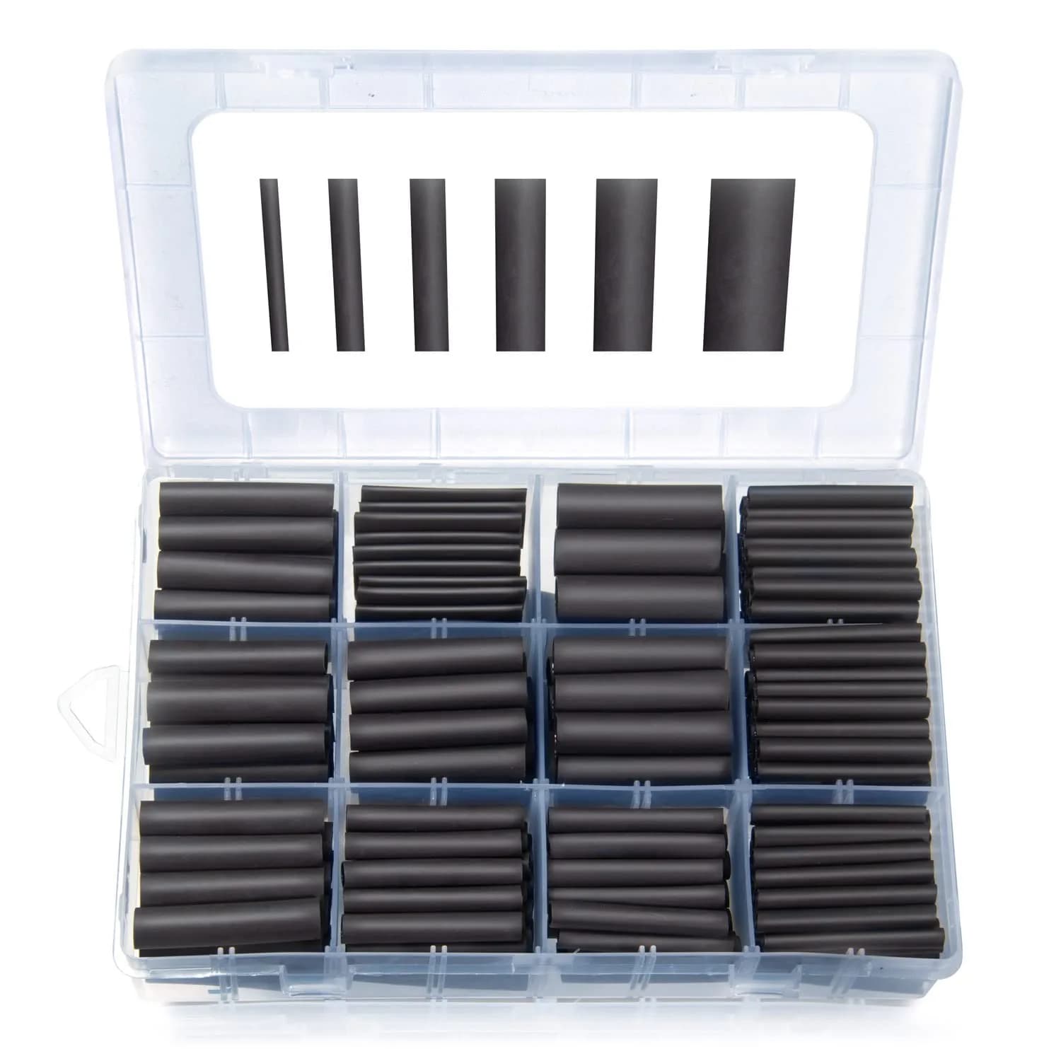 MILAPEAK 300pcs 3:1 Dual Wall Adhesive Heat Shrink Tubing Kit | Black, 1.57" Length - main product image
