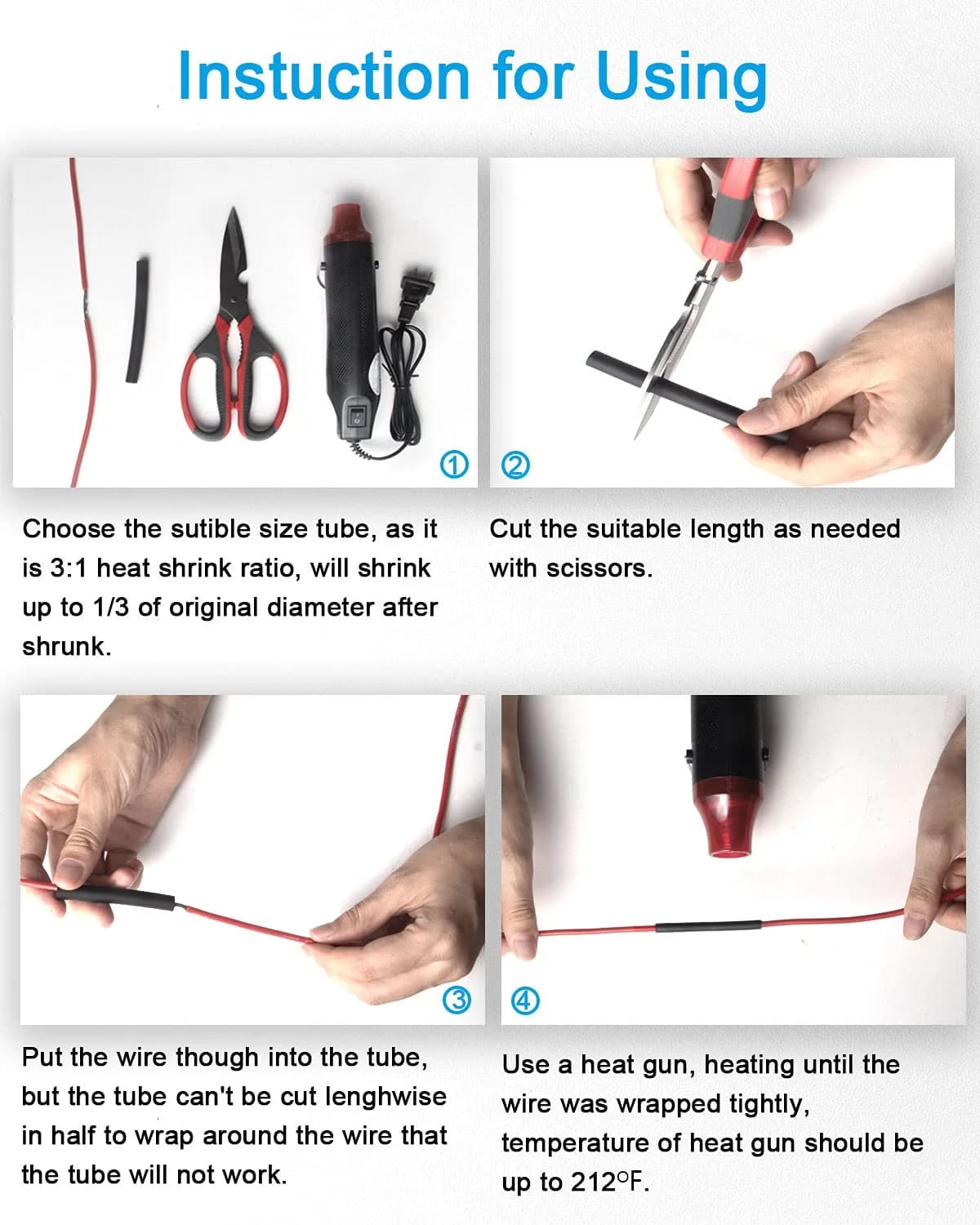 MILAPEAK 300pcs 3:1 Dual Wall Adhesive Heat Shrink Tubing Kit | Black, 1.57" Length - view 6