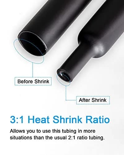 MILAPEAK 300pcs 3:1 Dual Wall Adhesive Heat Shrink Tubing Kit | Black, 1.57" Length thumbnail 2