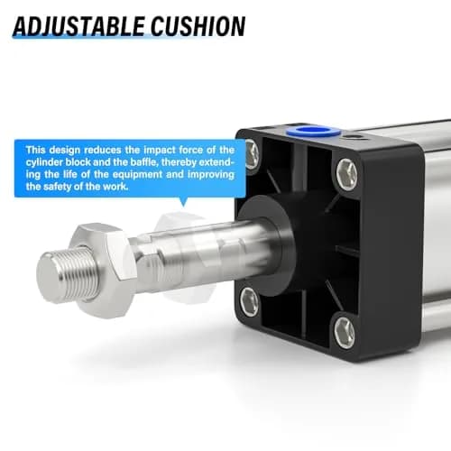 TAILONZ Pneumatic Air Cylinder 63mm Bore 150mm Stroke Double Action Aluminum - Corrosion Resistant, Impact Stable, Sealing Ring, Self-Lubricating, -4~176℉ thumbnail 4