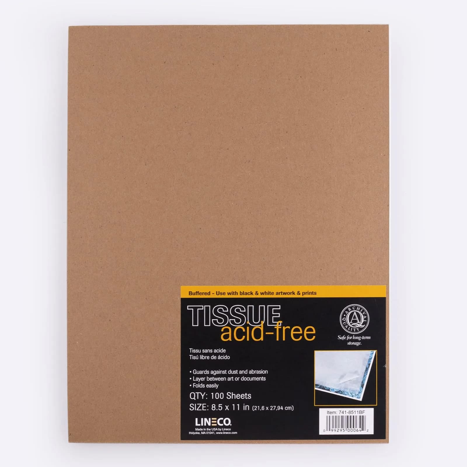 Lineco Buffered Acid-Free Interleaving Tissue 8.5"x11" (21.6cm x 28.2cm) | Archival Paper Extends Life of Pictures, Photographs, Artwork and Textiles - view 8