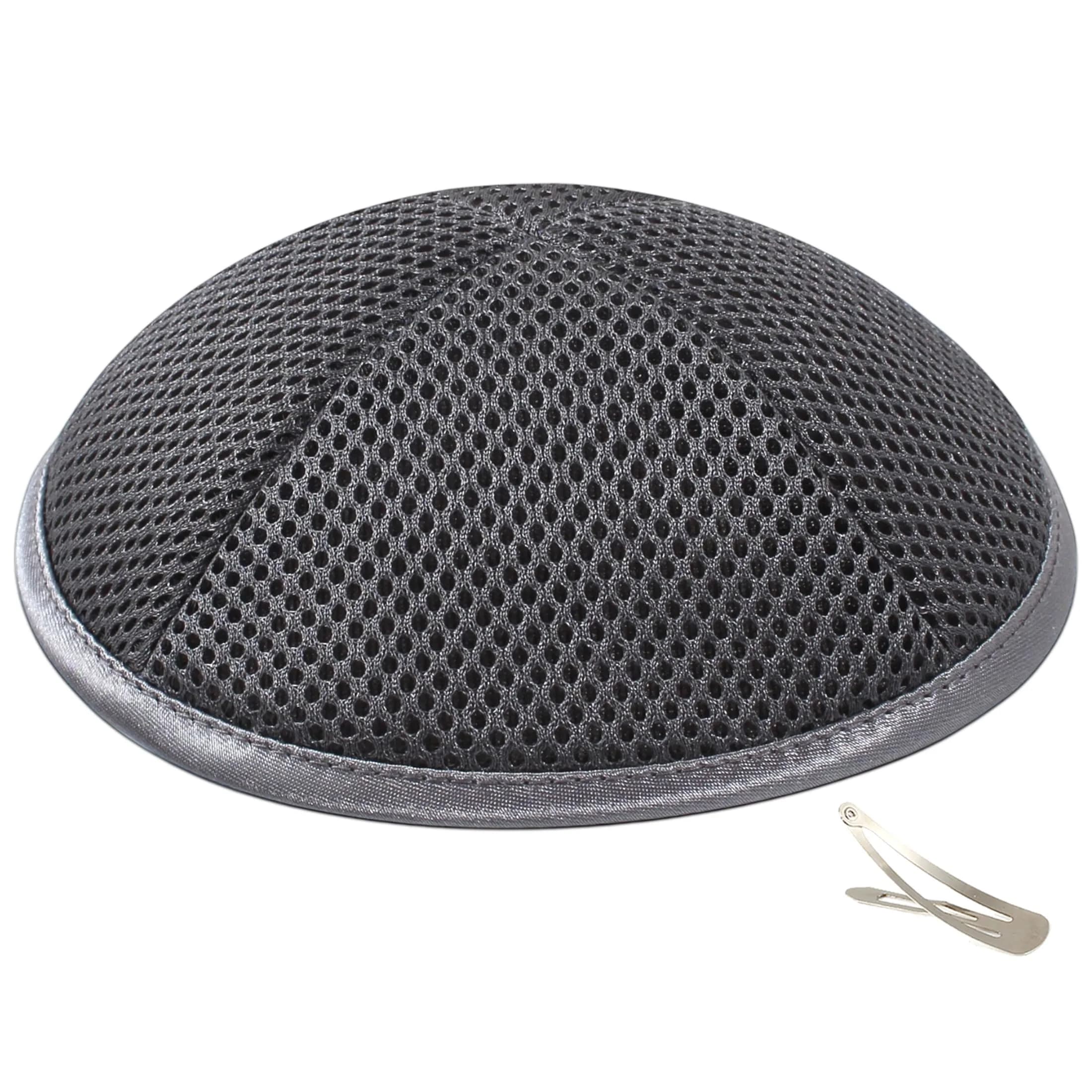 Zion Judaica Deluxe Mesh Kippah for Boys Teens and Adults 6.25" Yamaka for Sports Bar or Bat Mitzvah Weddings Prayer Skullcap Sports Fabric Dark Gray