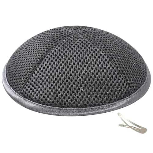 Zion Judaica Deluxe Mesh Kippah for Boys Teens and Adults 6.25" Yamaka for Sports Bar or Bat Mitzvah Weddings Prayer Skullcap Sports Fabric Dark Gray thumbnail 1