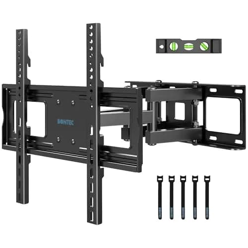 BONTEC Full Motion TV Wall Mount Bracket for 23-70 Inch TVs | Heavy Duty Dual Arm Swivel Tilt & Rotation | Fits 16" Wood Studs, Concrete, Brick Walls thumbnail 1