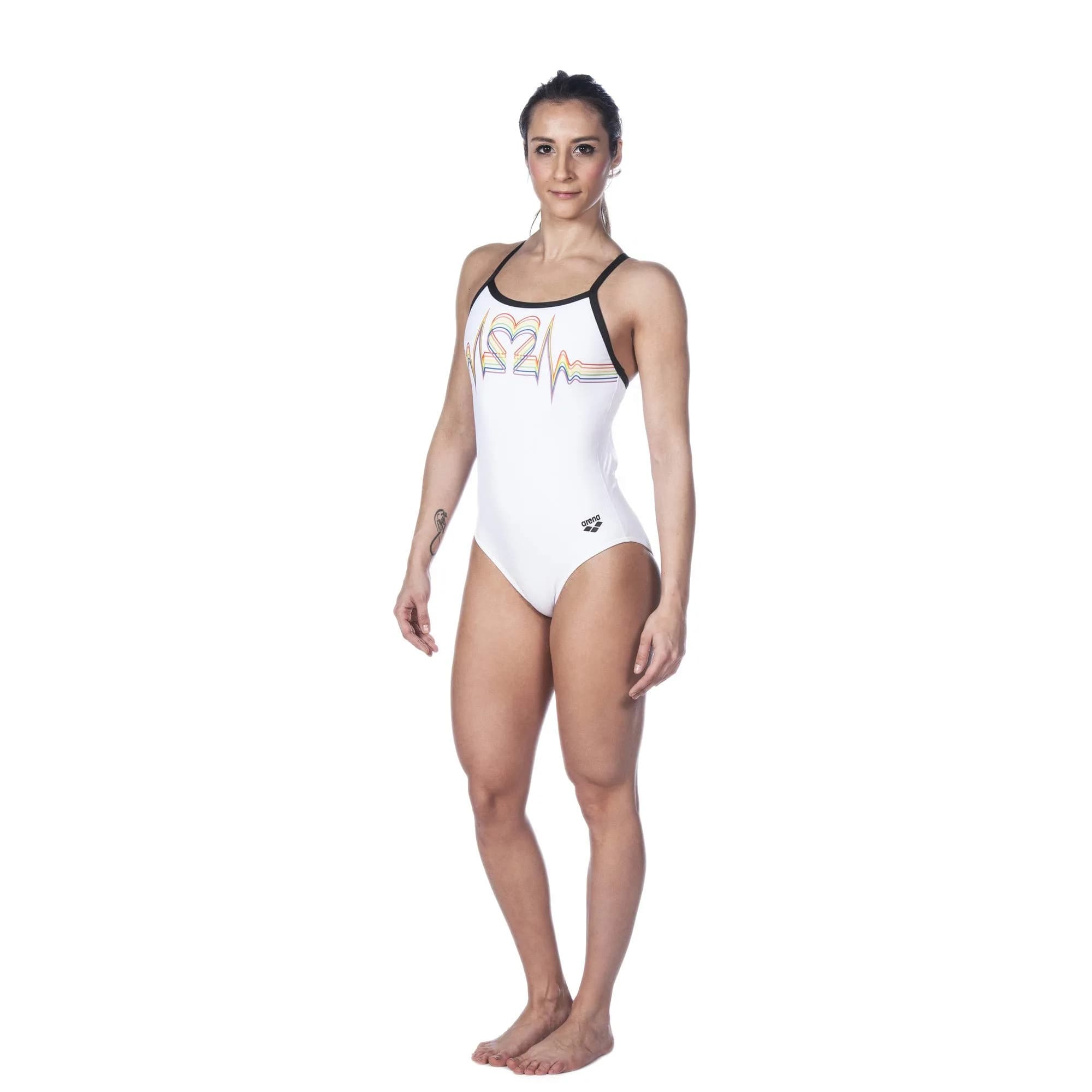 ARENA Pride Light Drop Back MaxLife One Piece Swimsuit | Chlorine-Resistant, 24 — Pride White / 24 - main product image