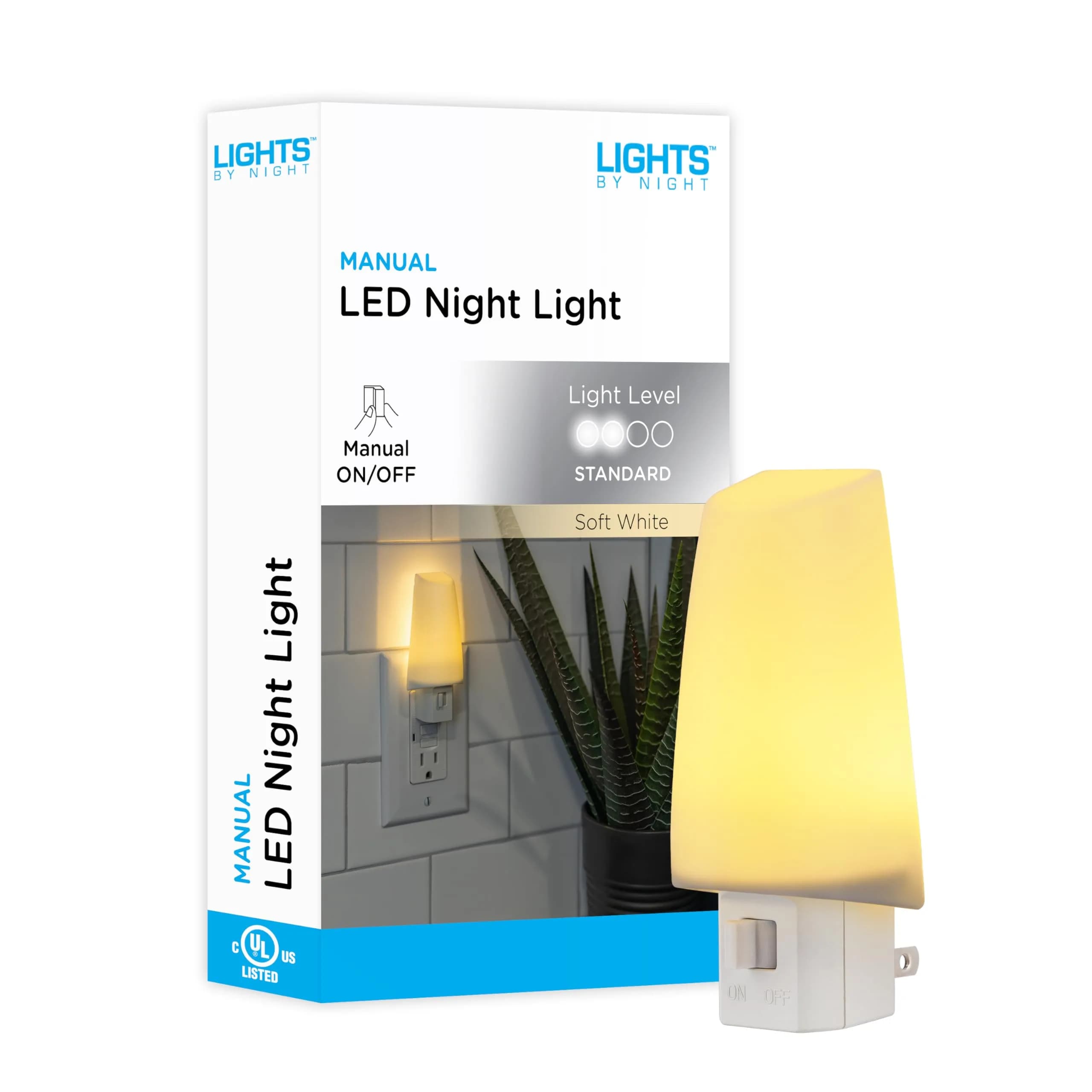 Lights By Night LED Night Light, Plug-in Manual On/Off Warm White, 1 Pack - main product image