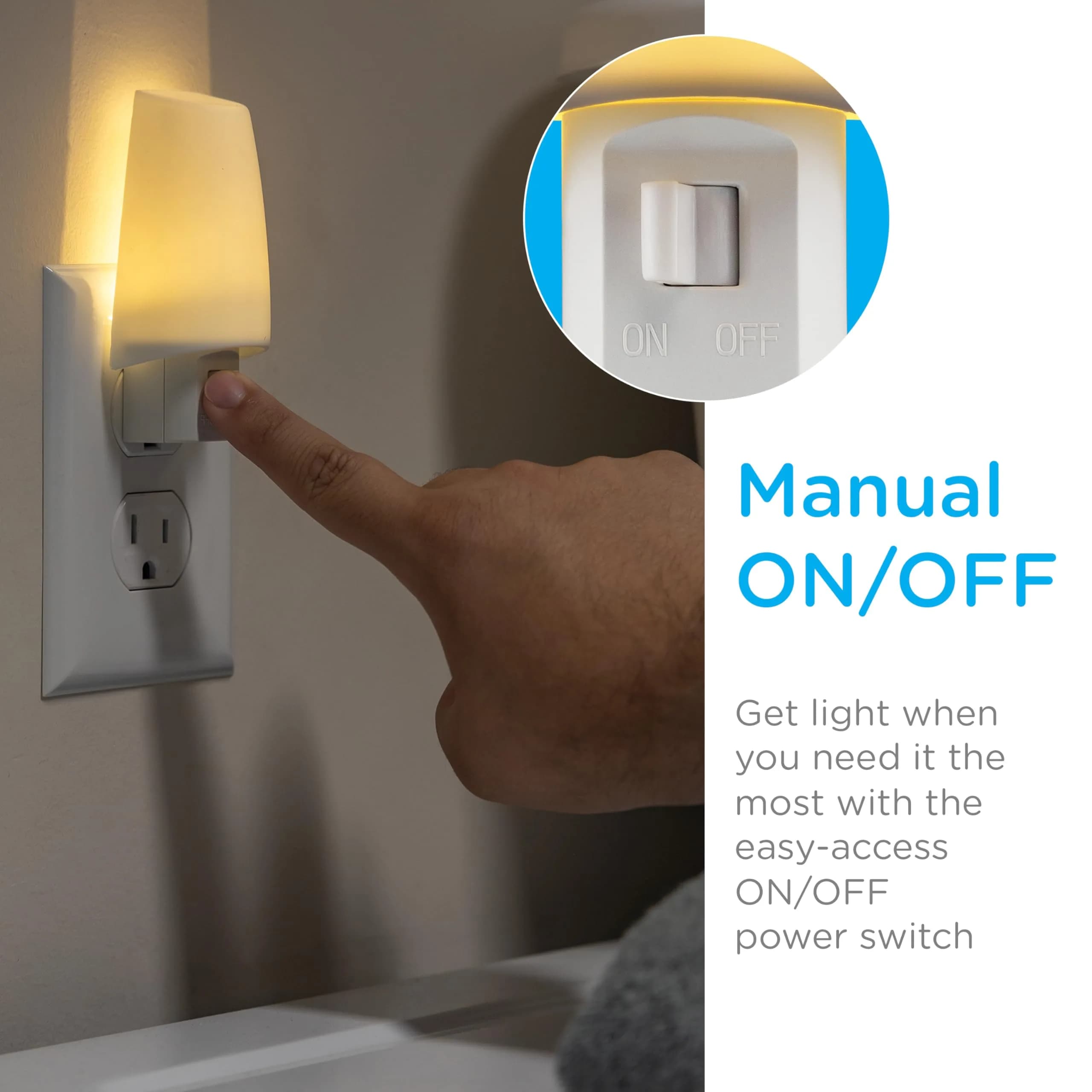 Lights By Night LED Night Light, Plug-in Manual On/Off Warm White, 1 Pack - view 3