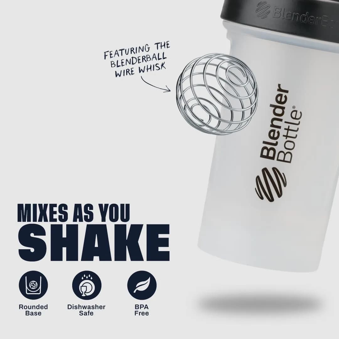BlenderBottle Classic V2 Shaker Bottle with BlenderBall Whisk, 20-Ounce, Clear/Black - view 3