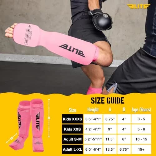 Elite Sports MMA Shin Pads for Muay Thai & Kickboxing | Adjustable, Lightweight, Shock Absorbing (70-120 chars) thumbnail 4
