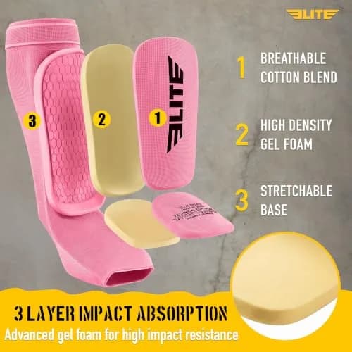 Elite Sports MMA Shin Pads for Muay Thai & Kickboxing | Adjustable, Lightweight, Shock Absorbing (70-120 chars) thumbnail 5