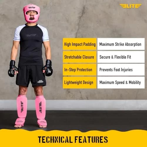 Elite Sports MMA Shin Pads for Muay Thai & Kickboxing | Adjustable, Lightweight, Shock Absorbing (70-120 chars) thumbnail 6