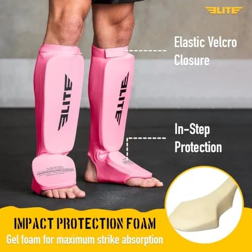 Elite Sports MMA Shin Pads for Muay Thai & Kickboxing | Adjustable, Lightweight, Shock Absorbing (70-120 chars) thumbnail 2