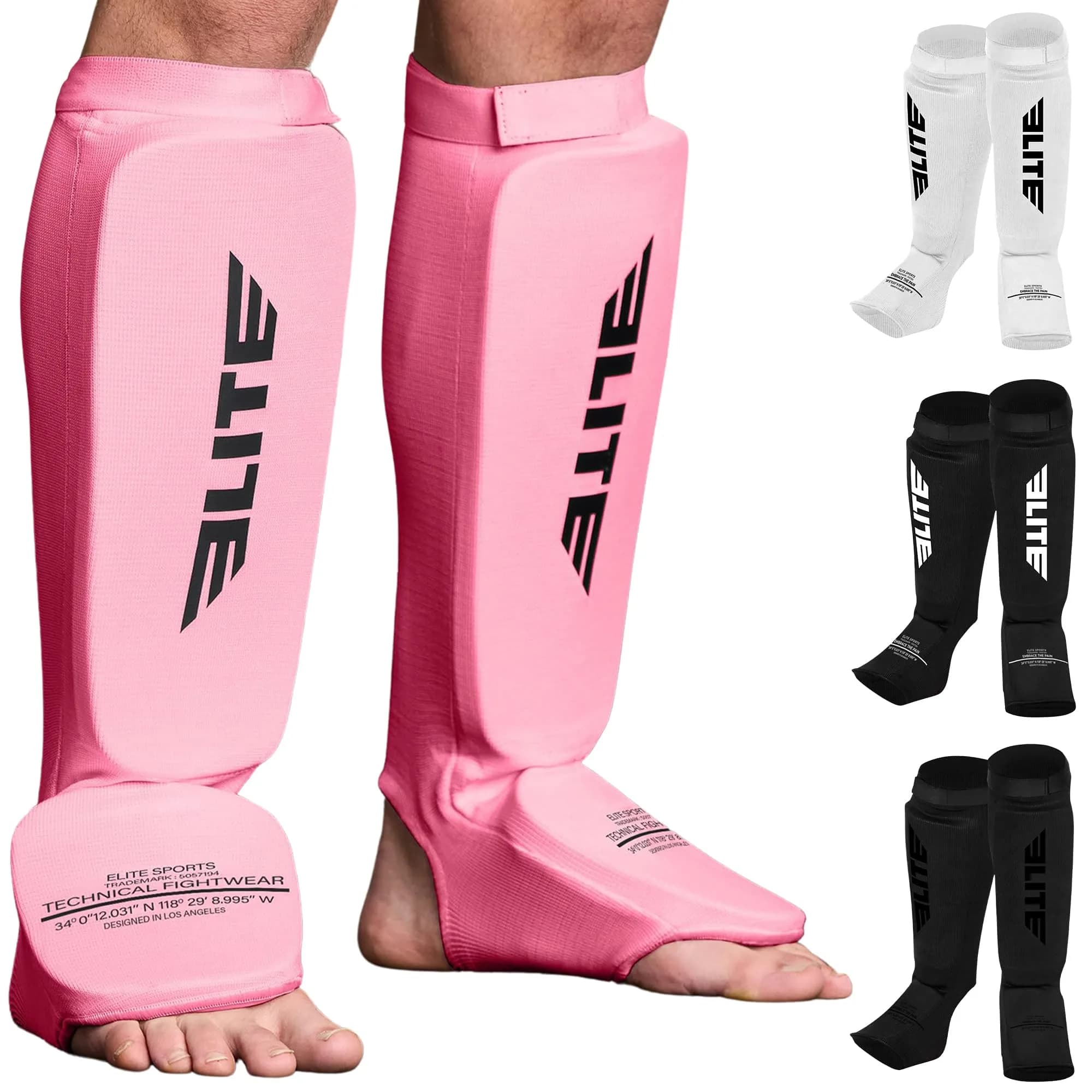 Elite Sports MMA Shin Pads for Muay Thai & Kickboxing | Adjustable, Lightweight, Shock Absorbing (70-120 chars) - main product image