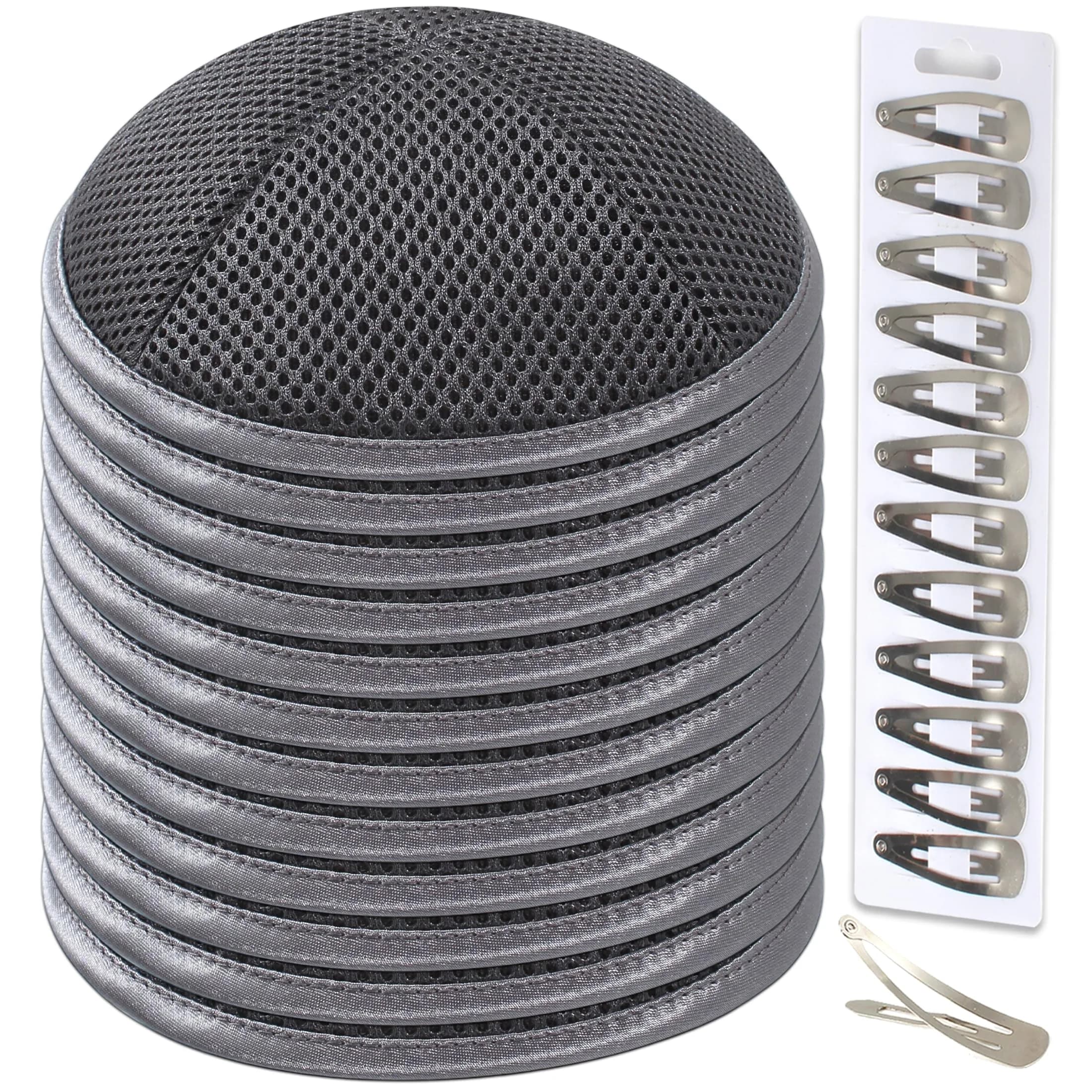 Zion Judaica Ltd Gray 12 Pack Mesh Kippahs for Religious Events and Occasions Prayer Skullcap Kippas Sports Fabric Yarmulkes Bar and Bat Mitzvah Kipas Wedding Yamakas (12, Dark Grey) — Dark Grey