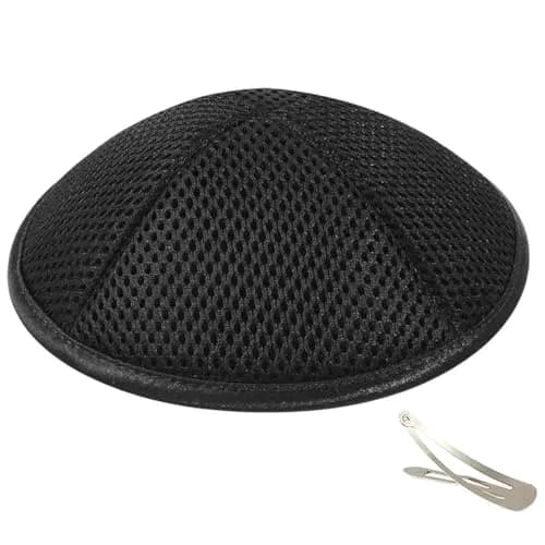 Zion Judaica Ltd Black Mesh Kippah for Teens & Adults | 6.25" Diameter (16 cm) thumbnail 1