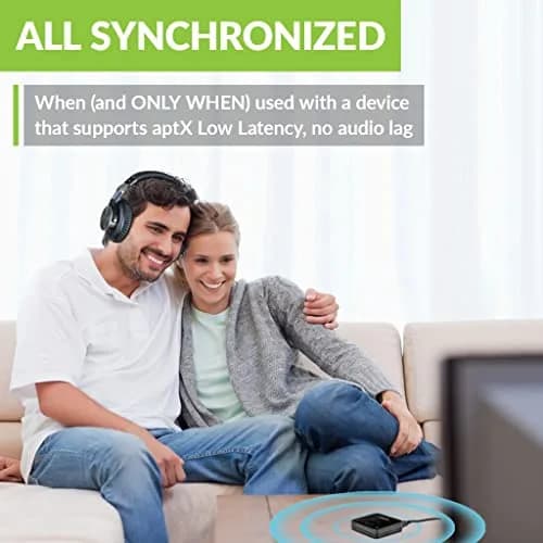 Avantree Audikast 3 Bluetooth TV Transmitter for 2 Headphones | 100ft Range, aptX-Adaptive, Optical & AUX Input thumbnail 3