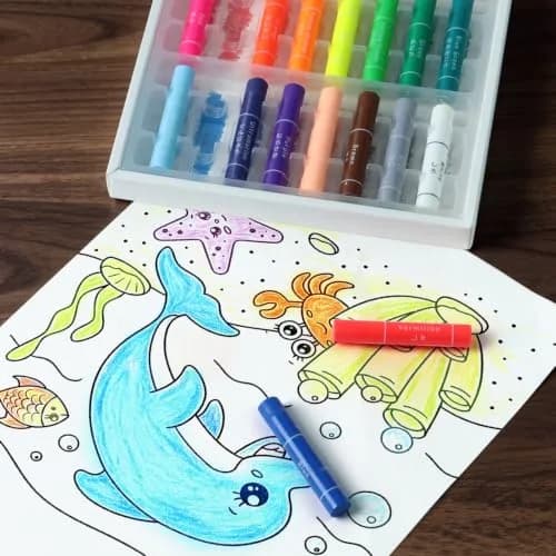 KOKUYO Highlighter Crayons 5 Colors (Red, Orange, Yellow, Yellow-Green, Blue) | Fluorescent Neon Art Supplies thumbnail 2