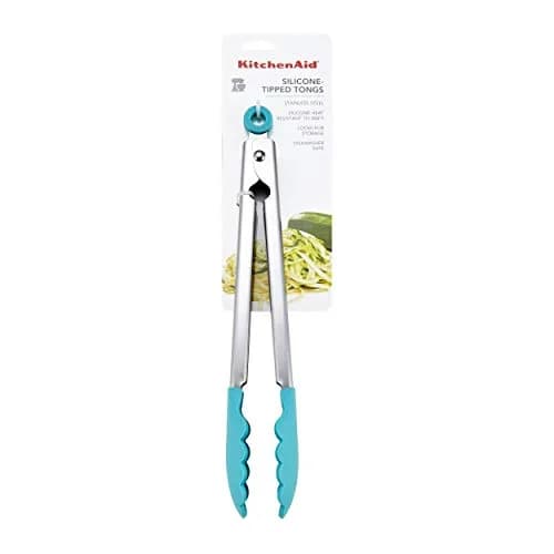 KitchenAid Silicone Tipped Stainless Steel Tongs, Black, 9 Inch | Heat-Resistant & Safe for All Cookware thumbnail 6