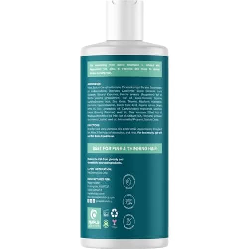 Maple Holistics Biotin Shampoo for Thinning Hair 8 Fl Oz | Invigorating Peppermint & Natural Oils for Hair Growth thumbnail 5