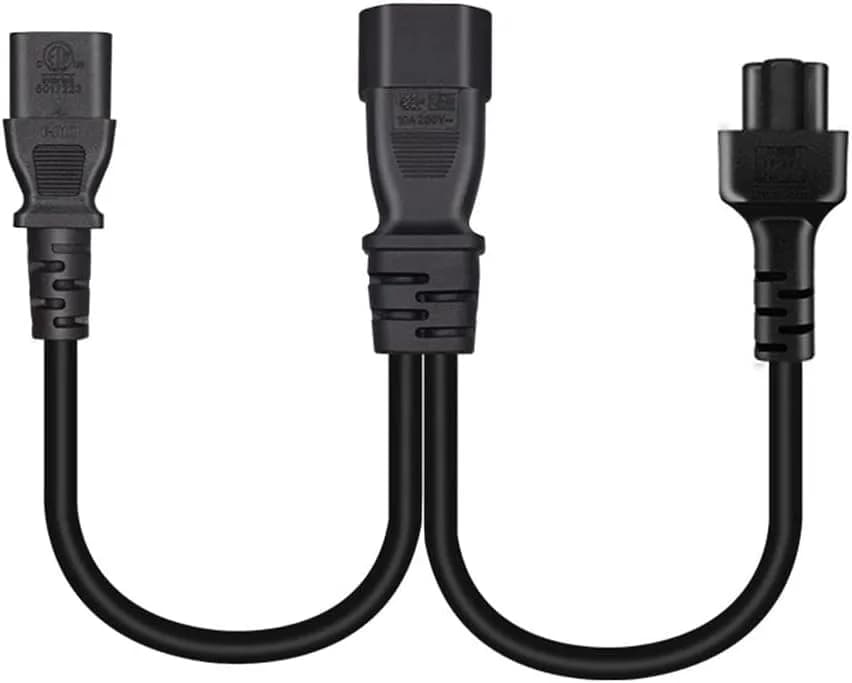 Toptekits C14 to C5+C13 Y Splitter Power Cord 0.3m (1ft) | IEC 320 C14 to C13+C5 Female Splitter thumbnail 3