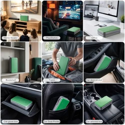 alavisxf xx CD Case, 96 Capacity Hard Plastic Organizer Wallet with Hand Strap and Zipper Closure, Green thumbnail 6