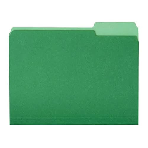 Amazon Basics File Folders for Organization, Letter Size, 1/3 Cut Tab, Bright Green, 36-Pack | Durable Paper Folders for Office and School thumbnail 1
