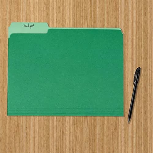 Amazon Basics File Folders for Organization, Letter Size, 1/3 Cut Tab, Bright Green, 36-Pack | Durable Paper Folders for Office and School thumbnail 5