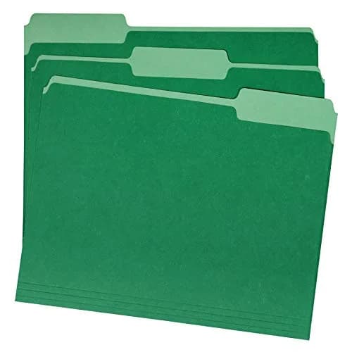 Amazon Basics File Folders for Organization, Letter Size, 1/3 Cut Tab, Bright Green, 36-Pack | Durable Paper Folders for Office and School thumbnail 2