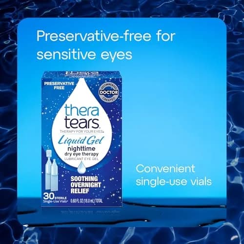TheraTears Liquid Gel Nighttime Eye Drops 30 Ct | Preservative-Free, Soothing Overnight Relief for Sensitive Eyes thumbnail 6