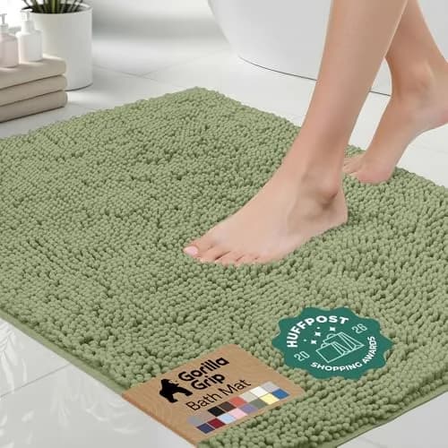 Gorilla Grip Bath Rug Mat for Bathroom 48x24 in Sage Green | Ultra Absorbent Chenille, Quick Dry, Textured Rubber Backing thumbnail 1