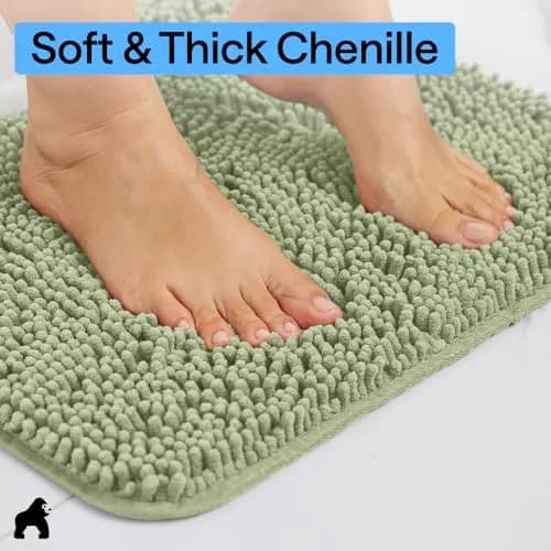 Gorilla Grip Bath Rug Mat for Bathroom 48x24 in Sage Green | Ultra Absorbent Chenille, Quick Dry, Textured Rubber Backing thumbnail 4