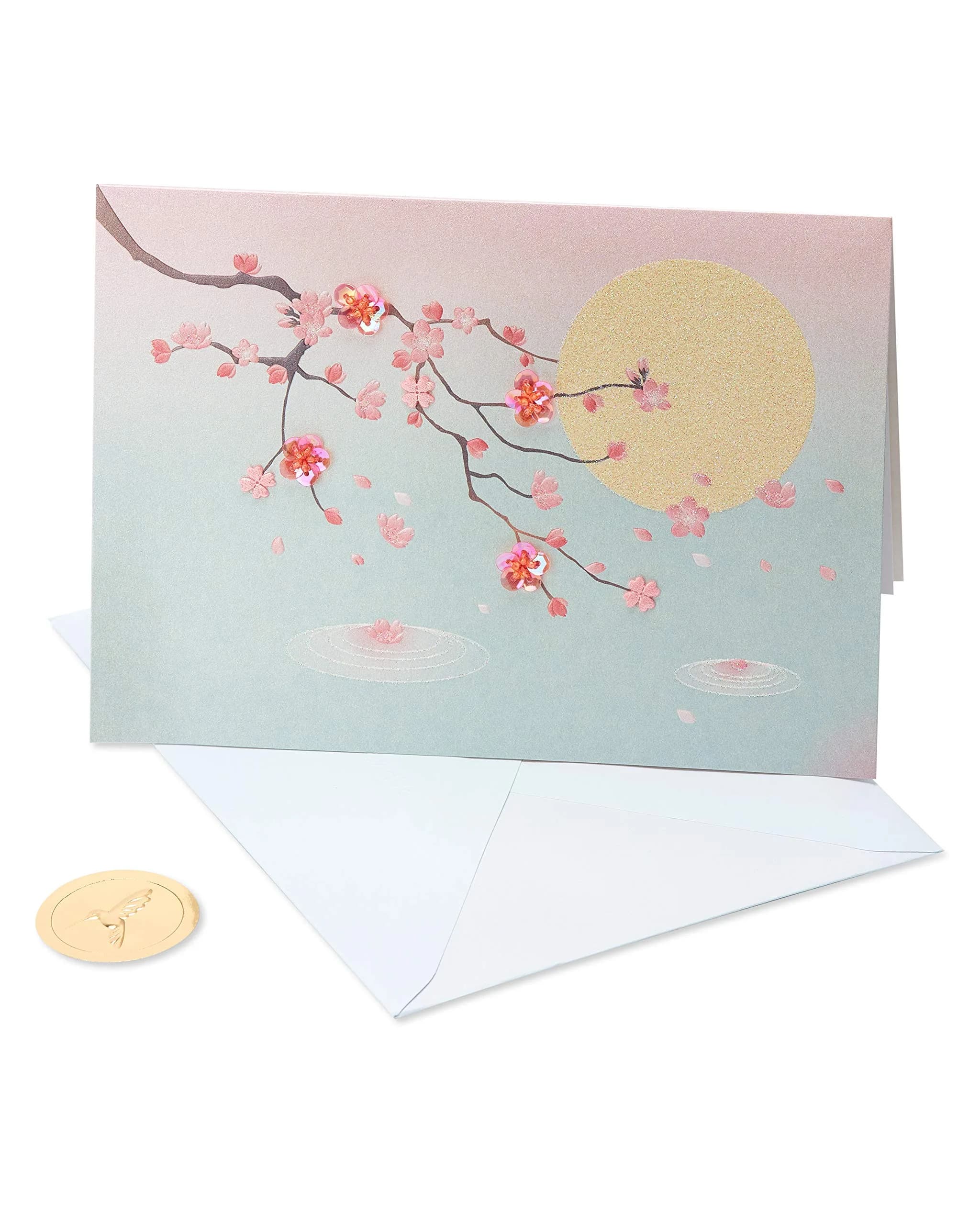 Papyrus Blank Mother's Day, Thinking of You Card (Cherry Blossoms) 13cm x 18cm | Floral Embellished Card — Cherry Blossoms