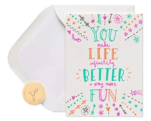Papyrus You Make Life Better Valentine's Day Card for Friend 15.88 cm (6.25 in.) | Letterpress Design with Gold Seal thumbnail 1